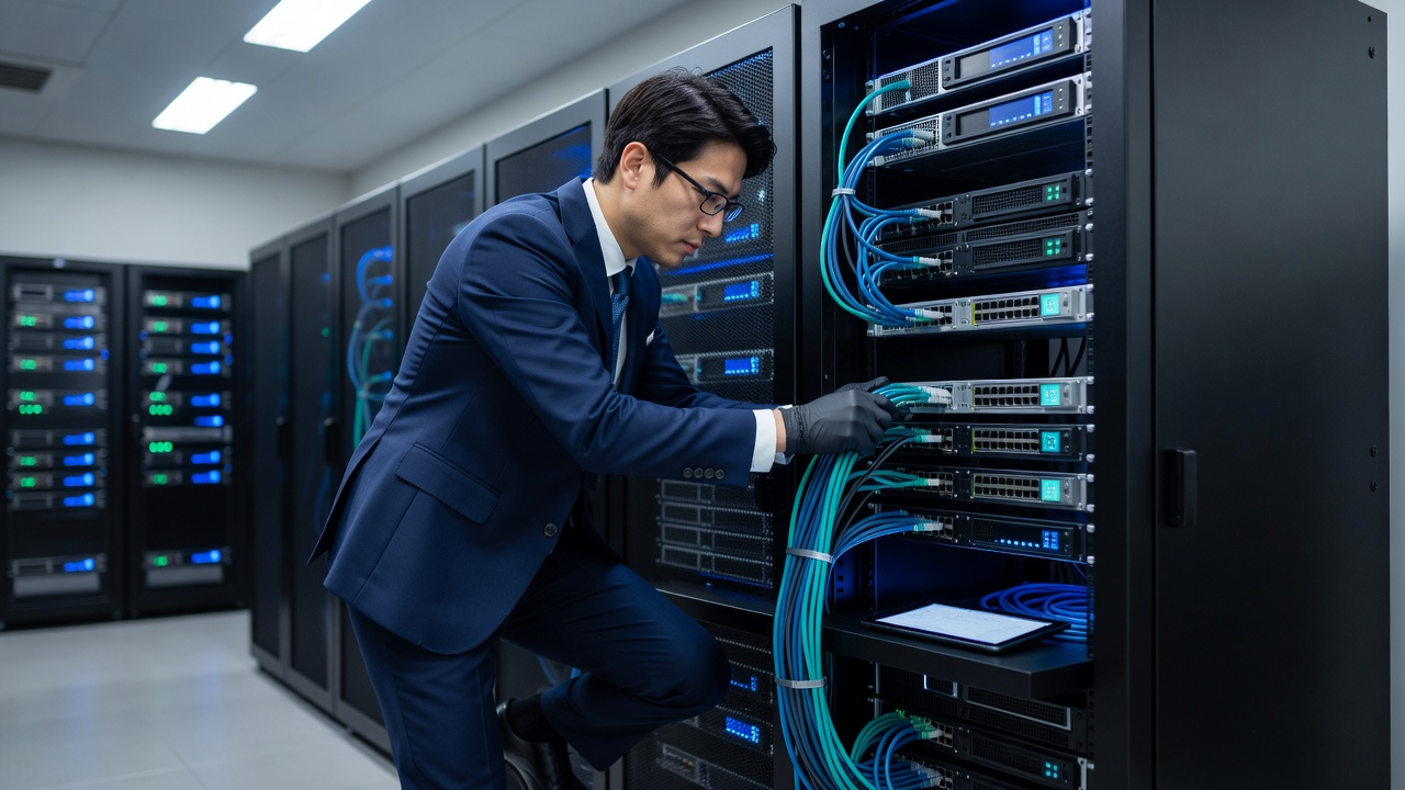ネットワーク配線工事の様子